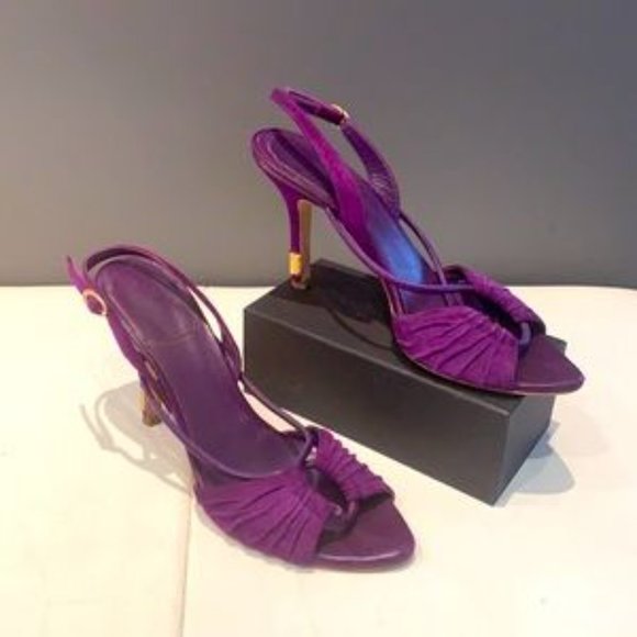 HP🔆RARE 🌸Authentic DIOR Purple Suede Slingback Heels - Picture 1 of 17